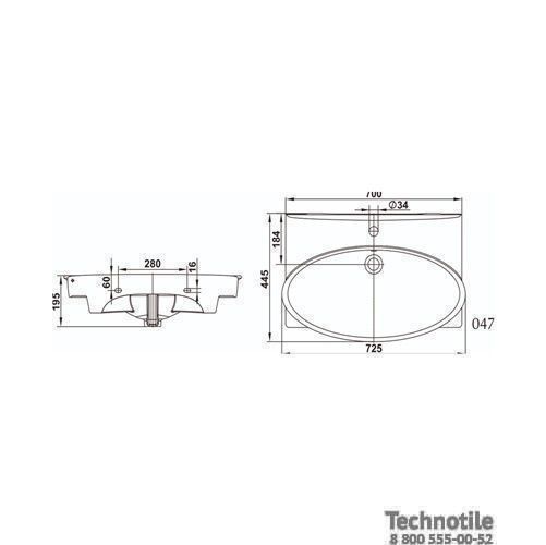 Умывальник мебельный Санти 70 