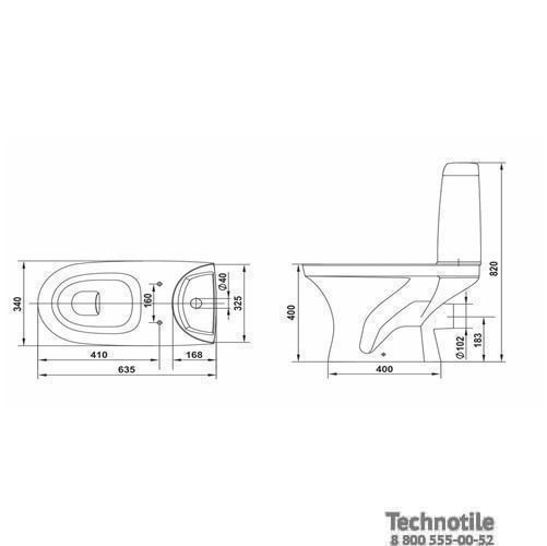 Унитаз-компакт Санти сиденье жесткое однорежимная арматура со стоп функцией