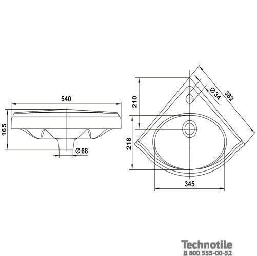 Умывальник угловой Верона 55 