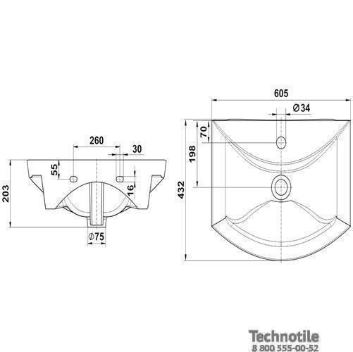 Умывальник мебельный Палермо 60 