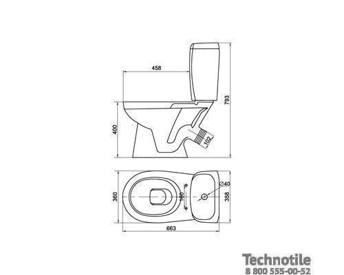 Унитаз-компакт Омега черный сиденье жесткое однорежимная арматура