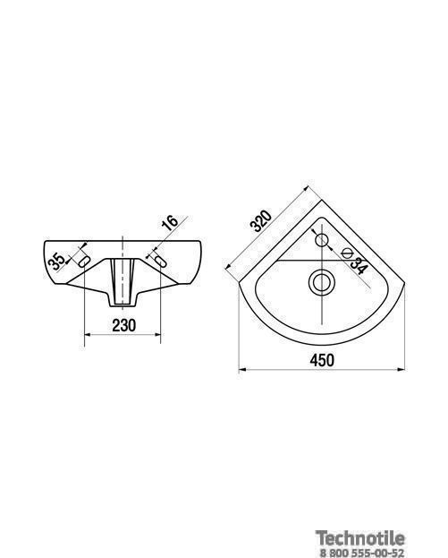 Умывальник угловой Сити  