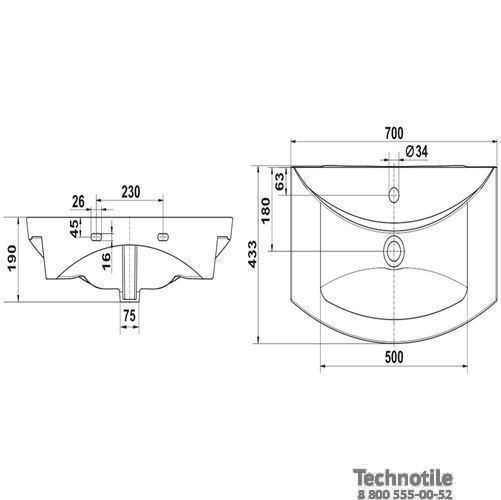 Умывальник мебельный Палермо 70 