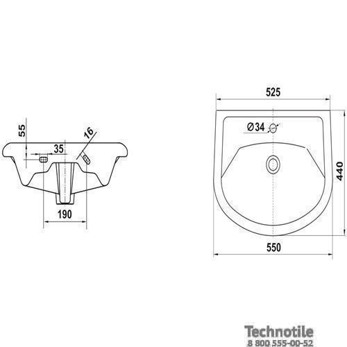 Умывальник мебельный Стиль 55 